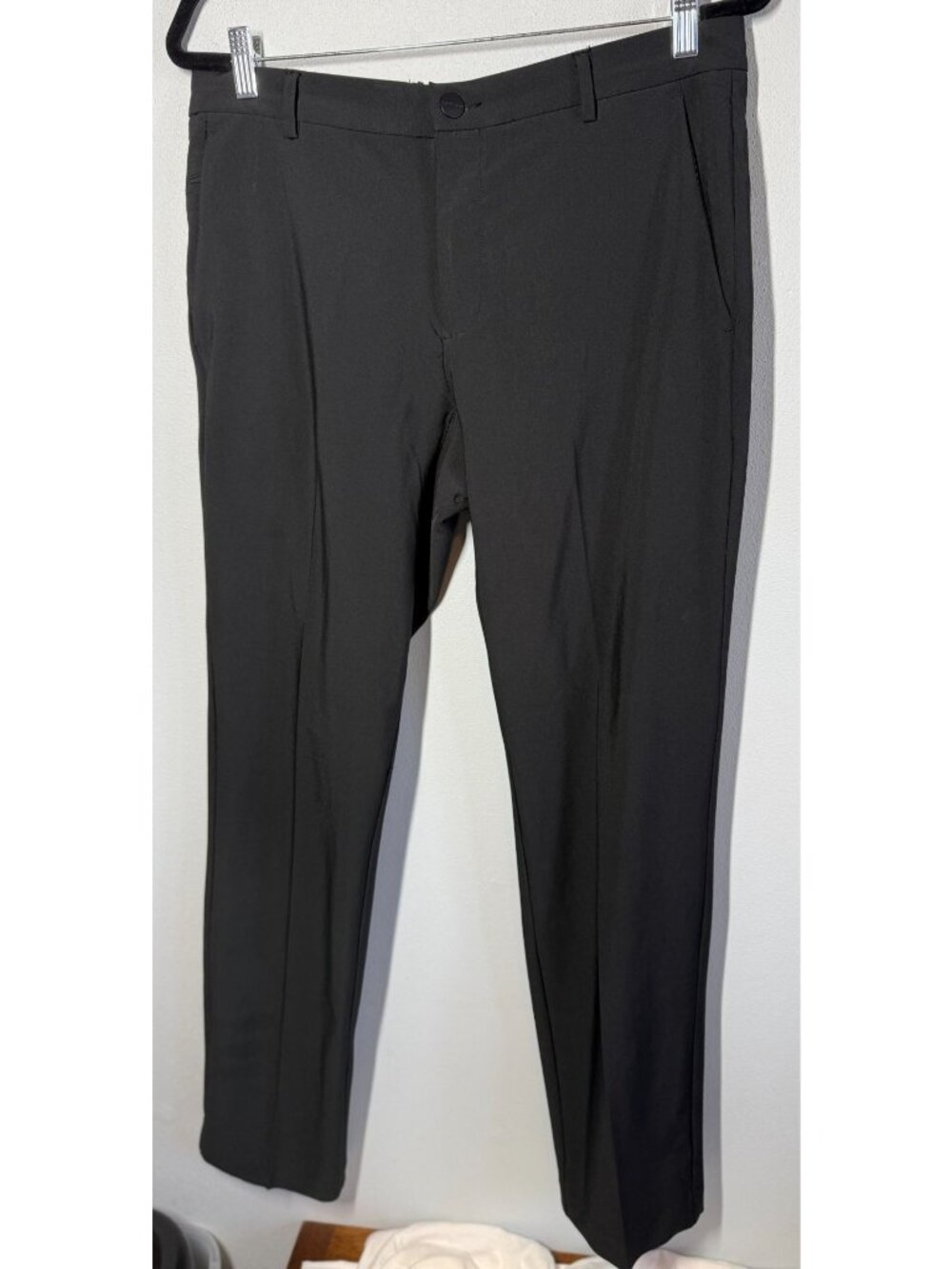 Perry Ellis Portfolio Mens 32x32 Slim Fit Black Performance Dress Pants Career